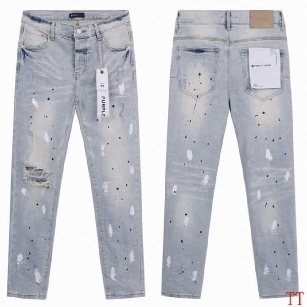 Blue Straight Leg Distressed Jeans